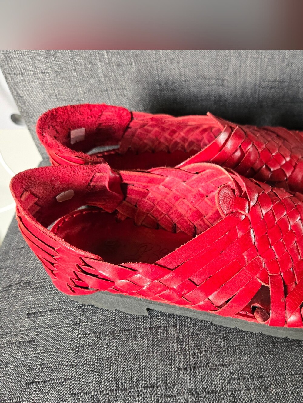 Huarache Sandals by Brand X - Women’s Size 8 1/2 - Made/Mexico - Red Leather - Picture 2 of 7